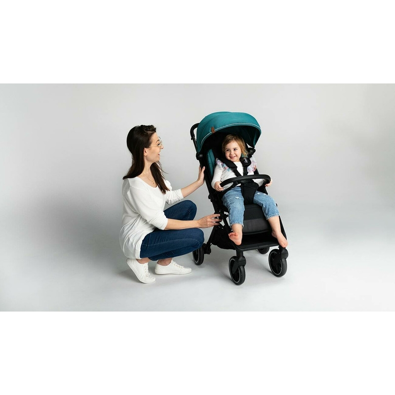 Lionelo - Carucior sport Cloe, De la nastere, Cu accesorii, Cadru din aluminiu, 0-22 kg, Usor, Pliabil cu o singura mana, Ideal pentru toate tipurile de suprafete, Verde smarald
