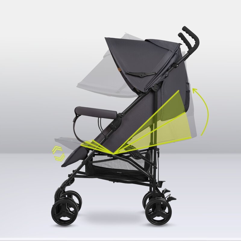 Lionelo - Carucior sport Elia, Cu husa de picioare, Cu plasa de tantari, Conform cu standardul european de securitate EN1888-1, Gri inchis