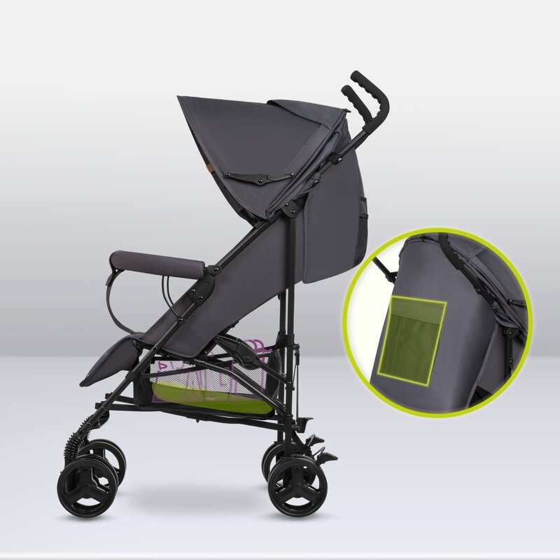 Lionelo - Carucior sport Elia, Cu husa de picioare, Cu plasa de tantari, Conform cu standardul european de securitate EN1888-1, Gri inchis