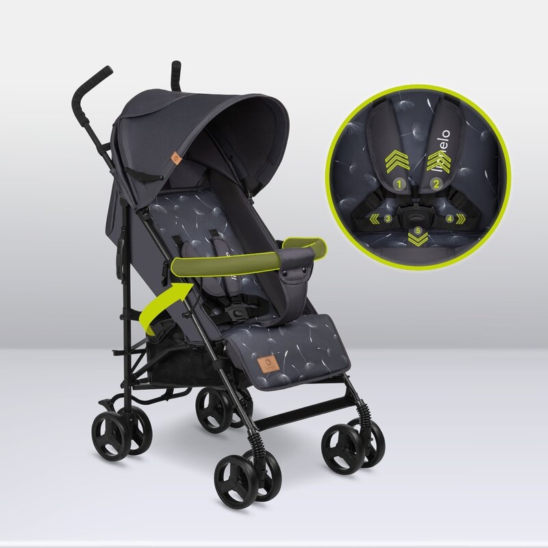 Lionelo - Carucior sport Elia, Cu husa de picioare, Cu plasa de tantari, Conform cu standardul european de securitate EN1888-1, Gri inchis