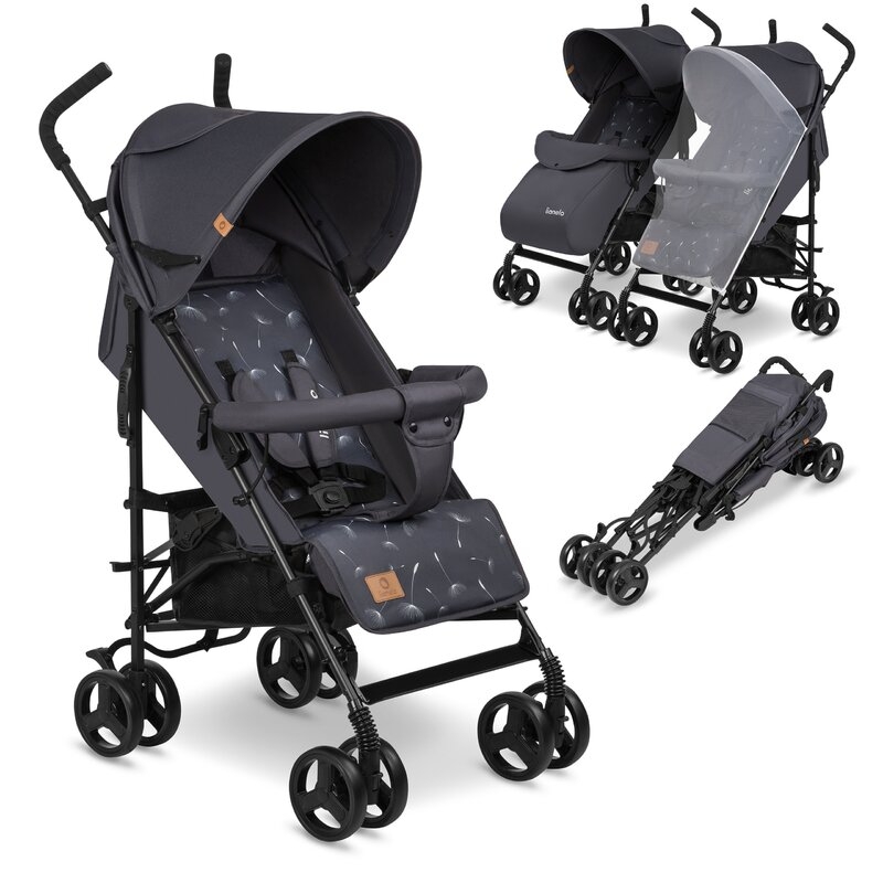 Lionelo - Carucior sport Elia, Cu husa de picioare, Cu plasa de tantari, Conform cu standardul european de securitate EN1888-1, Gri inchis