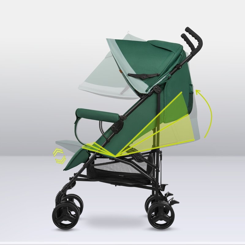 Lionelo - Carucior sport Elia, Cu husa de picioare, Cu plasa de tantari, Conform cu standardul european de securitate EN1888-1, Verde inchis
