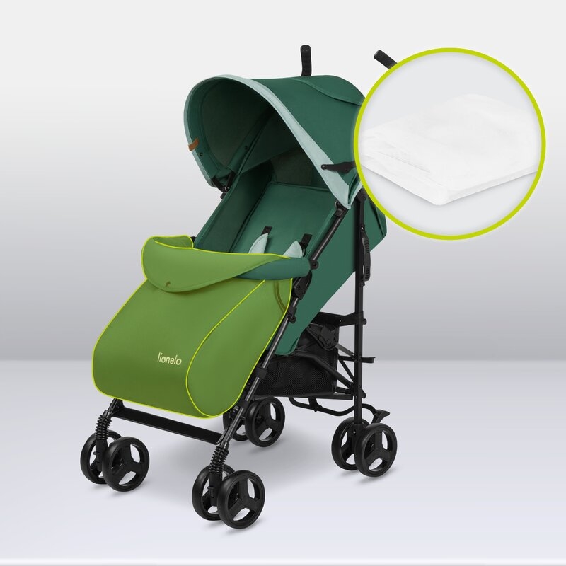 Lionelo - Carucior sport Elia, Cu husa de picioare, Cu plasa de tantari, Conform cu standardul european de securitate EN1888-1, Verde inchis