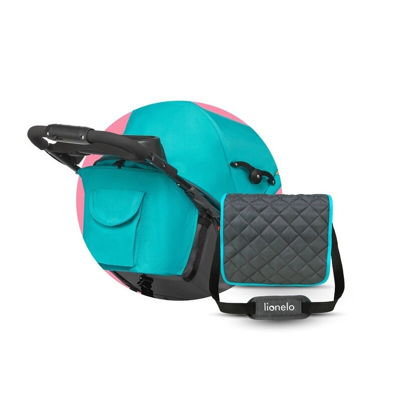 Lionelo - Carucior sport Emma Plus, Cu tavita, 2 Suporturi pentru pahar, Geanta accesorii, Conform cu standardul european de securitate EN1888-1, Vivid Turquoise