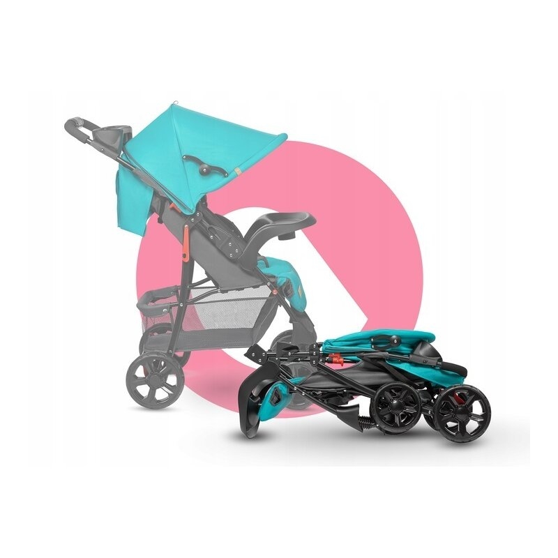 Lionelo - Carucior sport Emma Plus, Cu tavita, 2 Suporturi pentru pahar, Geanta accesorii, Conform cu standardul european de securitate EN1888-1, Vivid Turquoise