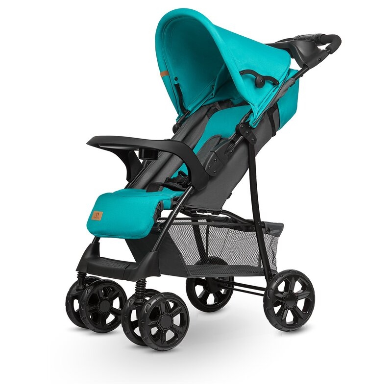 Lionelo - Carucior sport Emma Plus, Cu tavita, 2 Suporturi pentru pahar, Geanta accesorii, Conform cu standardul european de securitate EN1888-1, Vivid Turquoise
