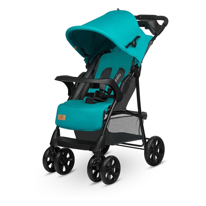 Lionelo - Carucior sport Emma Plus, Cu tavita, 2 Suporturi pentru pahar, Geanta accesorii, Conform cu standardul european de securitate EN1888-1, Vivid Turquoise