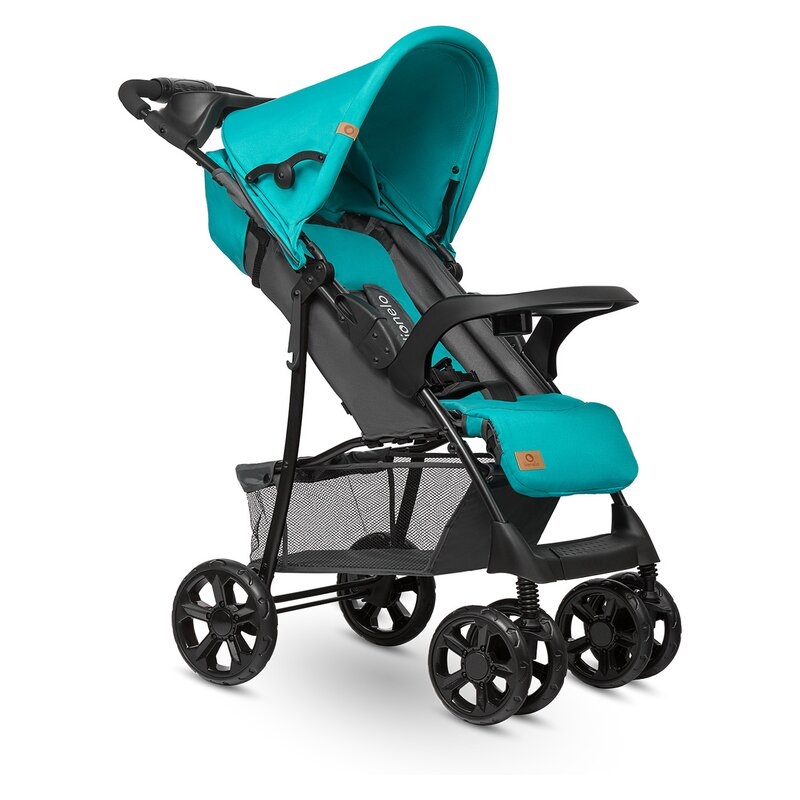 Lionelo - Carucior sport Emma Plus, Cu tavita, 2 Suporturi pentru pahar, Geanta accesorii, Conform cu standardul european de securitate EN1888-1, Vivid Turquoise