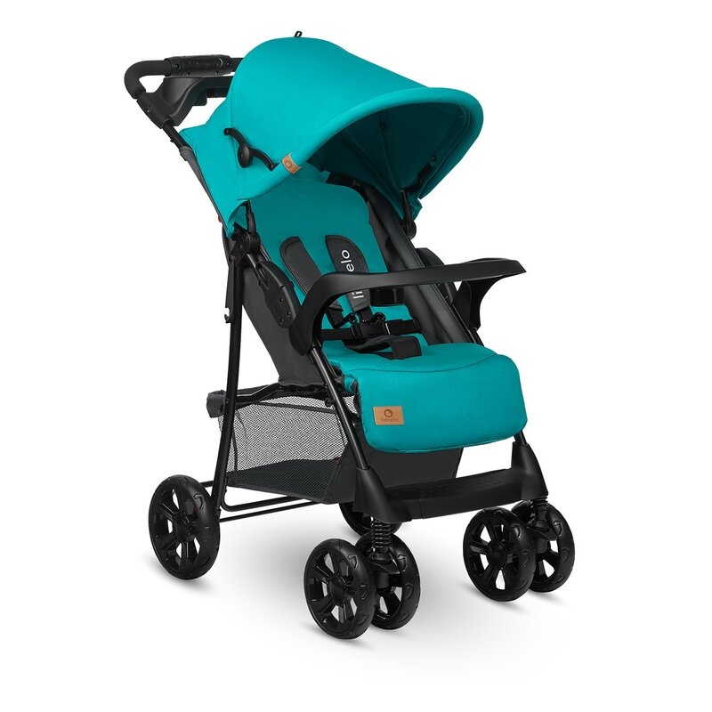 Lionelo - Carucior sport Emma Plus, Cu tavita, 2 Suporturi pentru pahar, Geanta accesorii, Conform cu standardul european de securitate EN1888-1, Vivid Turquoise