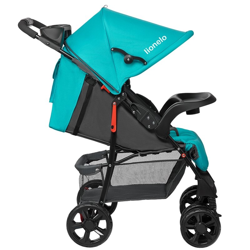 Lionelo - Carucior sport Emma Plus, Cu tavita, 2 Suporturi pentru pahar, Geanta accesorii, Conform cu standardul european de securitate EN1888-1, Vivid Turquoise
