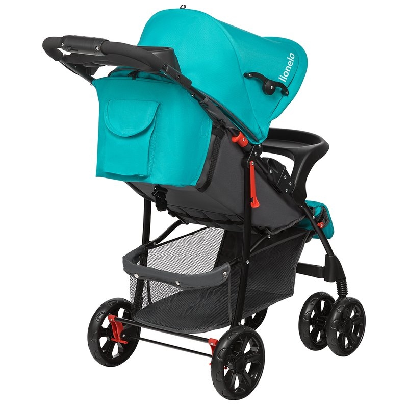 Lionelo - Carucior sport Emma Plus, Cu tavita, 2 Suporturi pentru pahar, Geanta accesorii, Conform cu standardul european de securitate EN1888-1, Vivid Turquoise