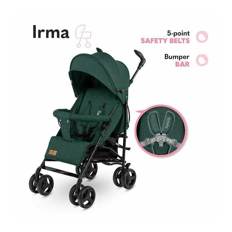 Lionelo - Carucior sport Irma, Cu husa de picioare, Cu plasa de tantari, Verde