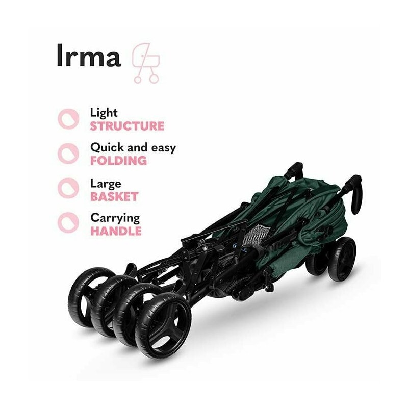 Lionelo - Carucior sport Irma, Cu husa de picioare, Cu plasa de tantari, Verde