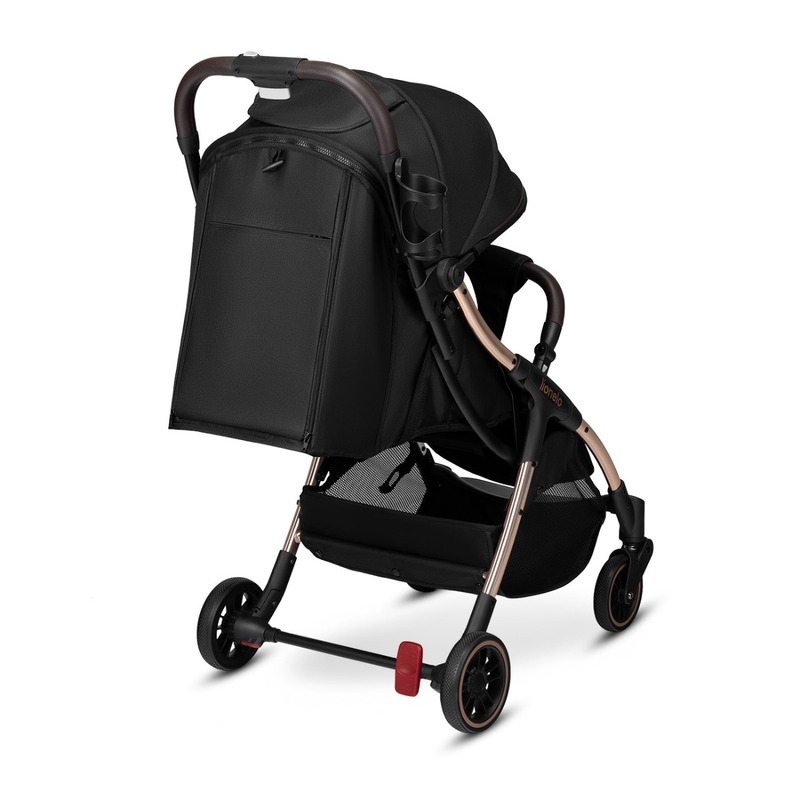 Lionelo - Carucior sport Julie One, De la nastere, Greutate redusa, Cu accesorii, Cadru din aluminiu, 0-22 kg, Conform cu standardele europene de securitate EN1888-1 si EN1888-2, Negru/Auriu
