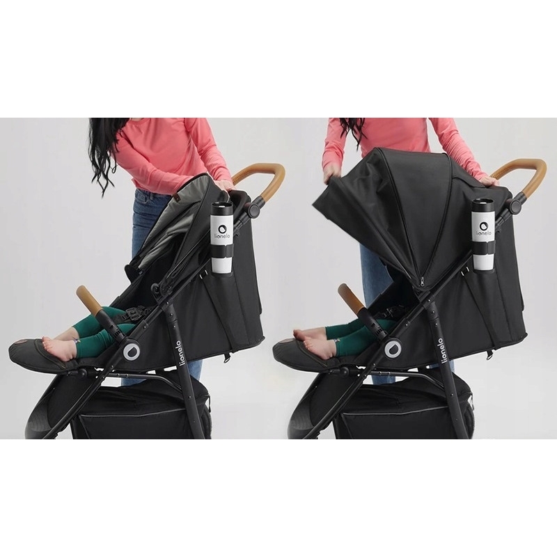 Lionelo - Carucior sport Natt, De la nastere, Cu accesorii si capotina XXL reglabila, 0 - 22 kg, Conform cu standardele europene de securitate EN1888-1, EN1888-2, Gri