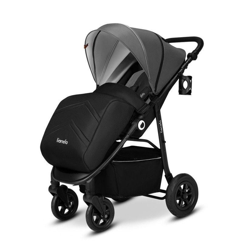 Lionelo - Carucior sport Natt, De la nastere, Cu accesorii si capotina XXL reglabila, 0 - 22 kg, Conform cu standardele europene de securitate EN1888-1, EN1888-2, Gri