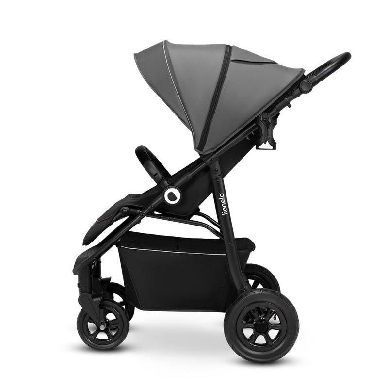 Lionelo - Carucior sport Natt, De la nastere, Cu accesorii si capotina XXL reglabila, 0 - 22 kg, Conform cu standardele europene de securitate EN1888-1, EN1888-2, Gri