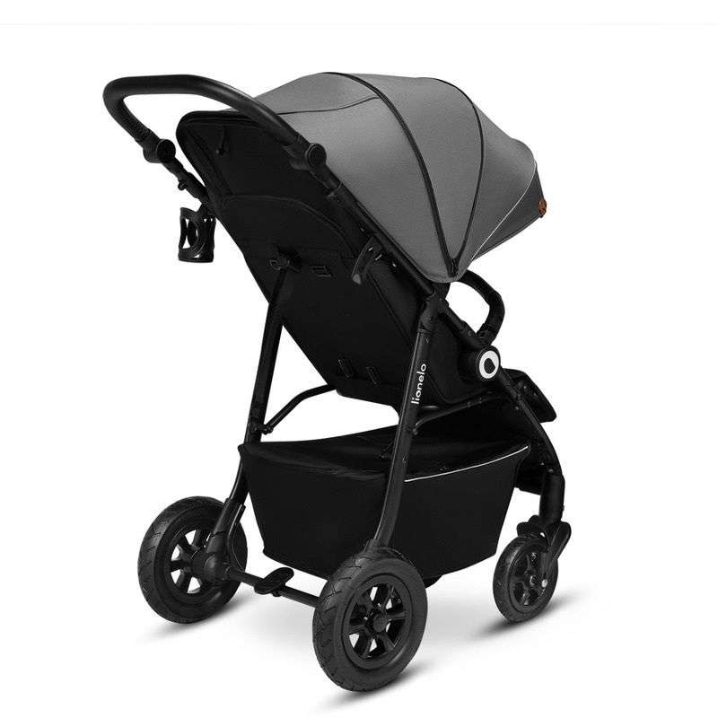 Lionelo - Carucior sport Natt, De la nastere, Cu accesorii si capotina XXL reglabila, 0 - 22 kg, Conform cu standardele europene de securitate EN1888-1, EN1888-2, Gri