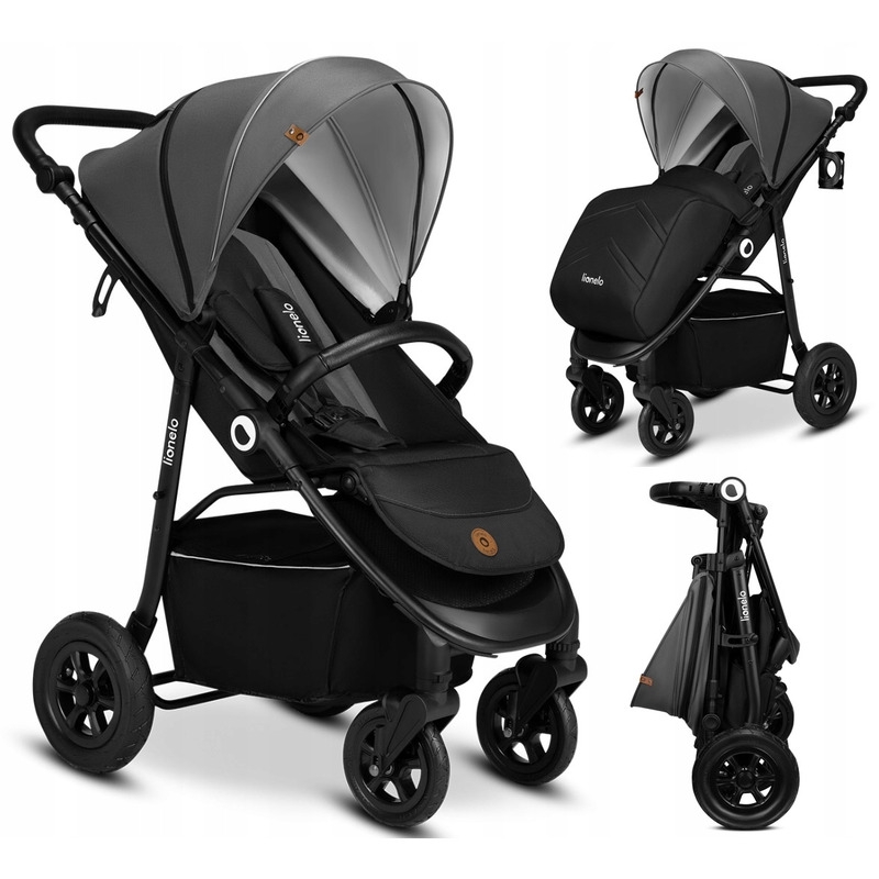 Lionelo - Carucior sport Natt, De la nastere, Cu accesorii si capotina XXL reglabila, 0 - 22 kg, Conform cu standardele europene de securitate EN1888-1, EN1888-2, Gri