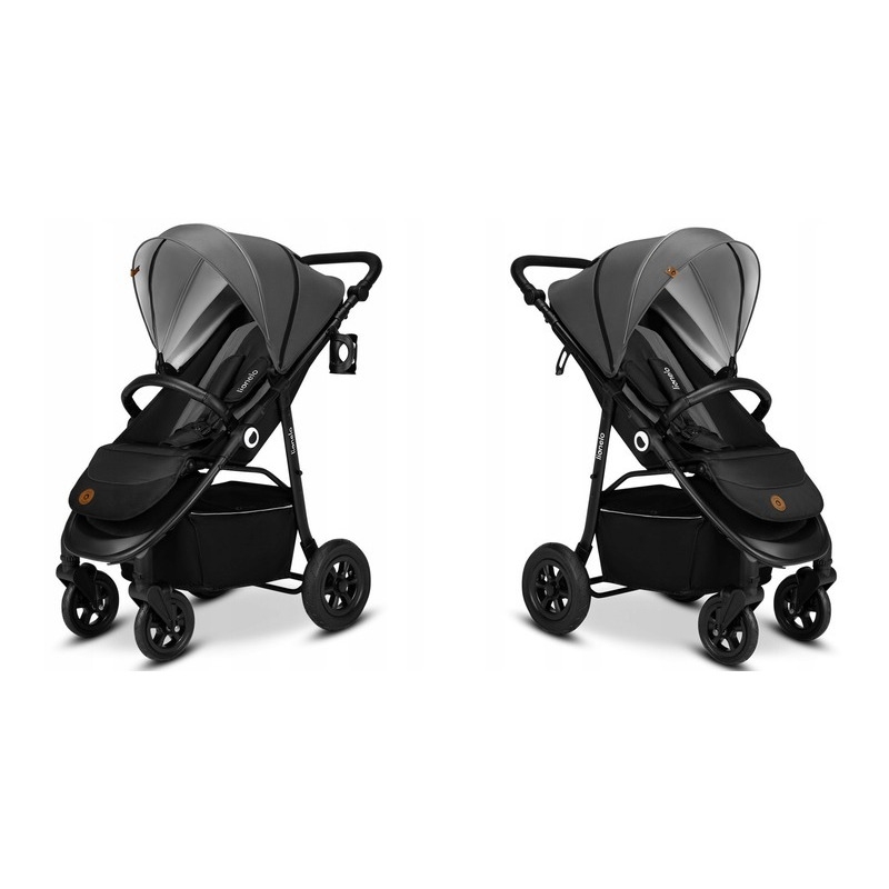 Lionelo - Carucior sport Natt, De la nastere, Cu accesorii si capotina XXL reglabila, 0 - 22 kg, Conform cu standardele europene de securitate EN1888-1, EN1888-2, Gri