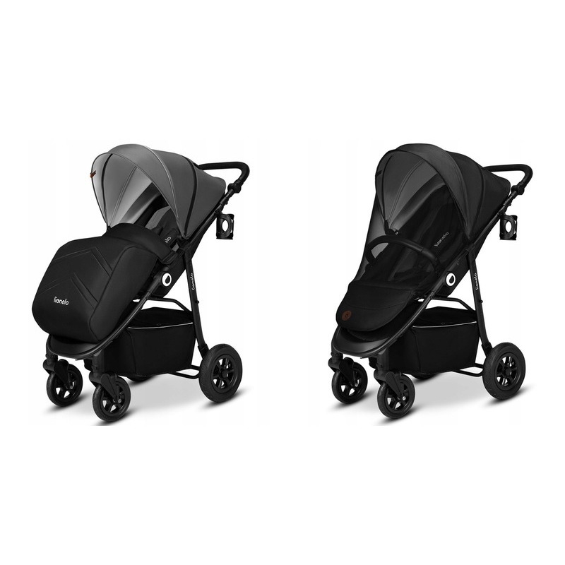 Lionelo - Carucior sport Natt, De la nastere, Cu accesorii si capotina XXL reglabila, 0 - 22 kg, Conform cu standardele europene de securitate EN1888-1, EN1888-2, Gri