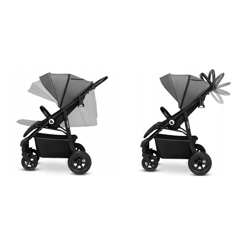 Lionelo - Carucior sport Natt, De la nastere, Cu accesorii si capotina XXL reglabila, 0 - 22 kg, Conform cu standardele europene de securitate EN1888-1, EN1888-2, Gri
