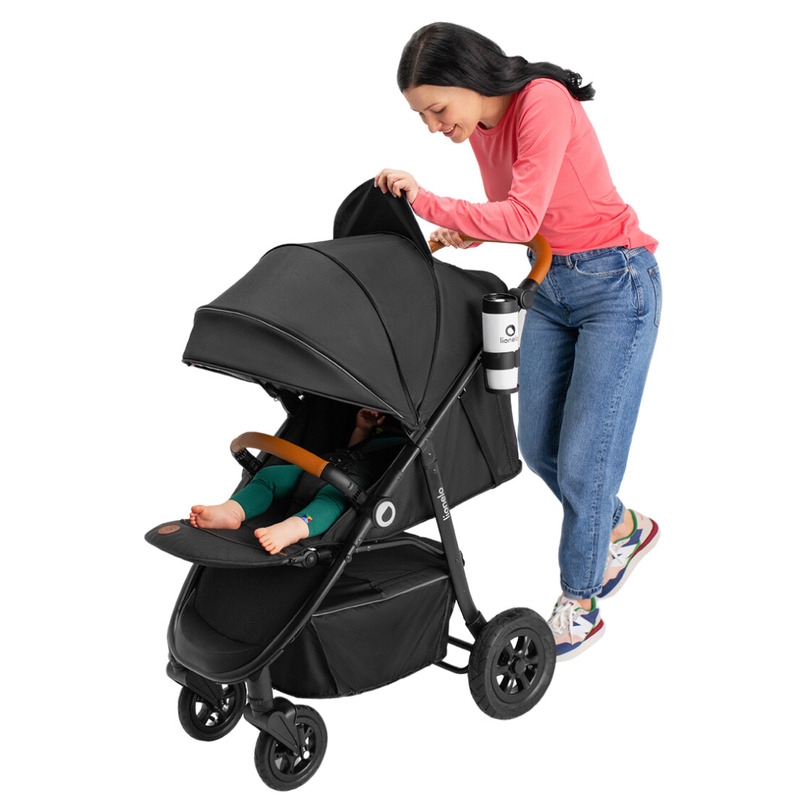 Lionelo - Carucior sport Natt, De la nastere, Cu accesorii si capotina XXL reglabila, 0 - 22 kg, Conform cu standardele europene de securitate EN1888-1, EN1888-2, Gri