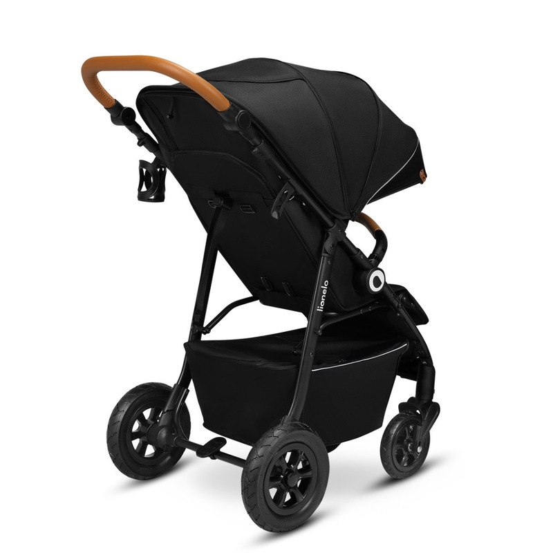 Lionelo - Carucior sport Natt, De la nastere, Cu accesorii si capotina XXL reglabila, 0 - 22 kg, Conform cu standardele europene de securitate EN1888-1, EN1888-2, Negru Onyx