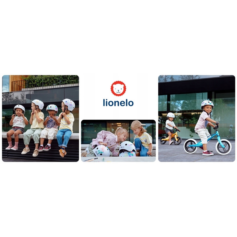Lionelo - Casca pentru copii, Reglabila 50-56 cm, Din ABS si EPS, Conform cu standrdul EN1078, Alb