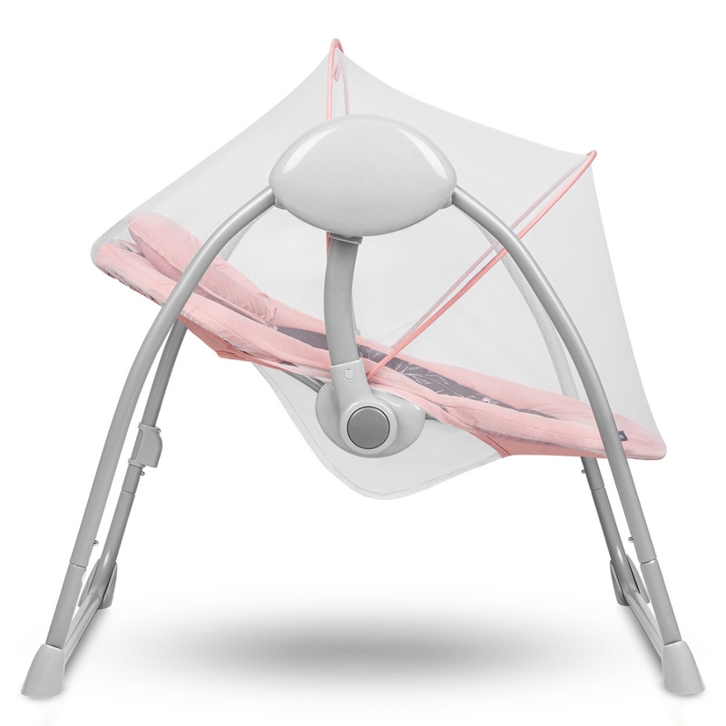 Lionelo - Fotoliu balansoar electric, Ruben, Cu spatar reglabil, Cu 12 melodii relaxante si sunete ale naturii, Cu 3 programe de balansare automata, Conform cu standardul european EN 16232, 68x65 cm, Roz