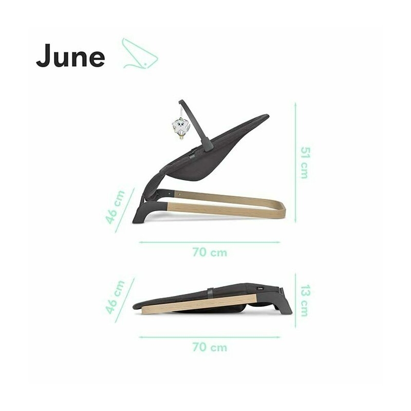 Fotoliu balansoar June, Cu arcada cu jucarii, Ergonomic, Balansare manuala, Pliabil, 0 luni+, Gri, Lionelo