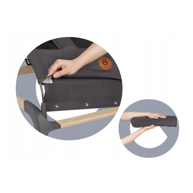 Fotoliu balansoar June, Cu arcada cu jucarii, Ergonomic, Balansare manuala, Pliabil, 0 luni+, Gri, Lionelo