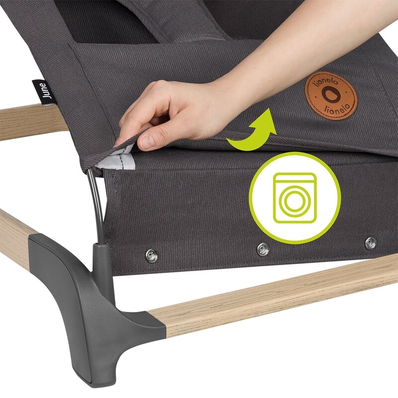 Fotoliu balansoar June, Cu arcada cu jucarii, Ergonomic, Balansare manuala, Pliabil, 0 luni+, Gri, Lionelo