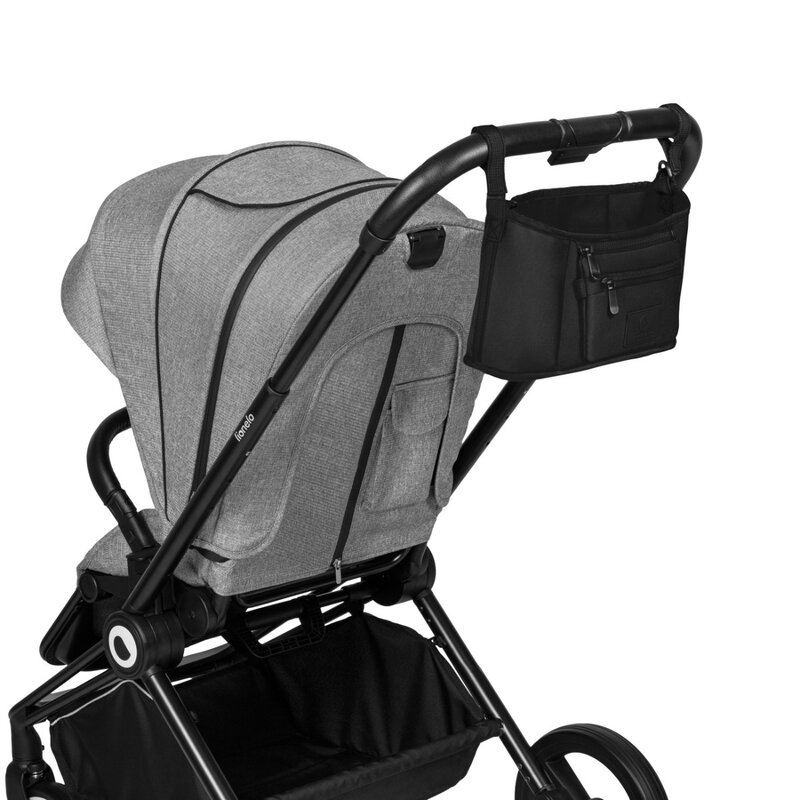 Lionelo - Geanta impermeabila pentru mamici si carucior, Little Cube, Cu 4 compartimente, Curea detasabila, Buzunar exterior detasabil, Negru
