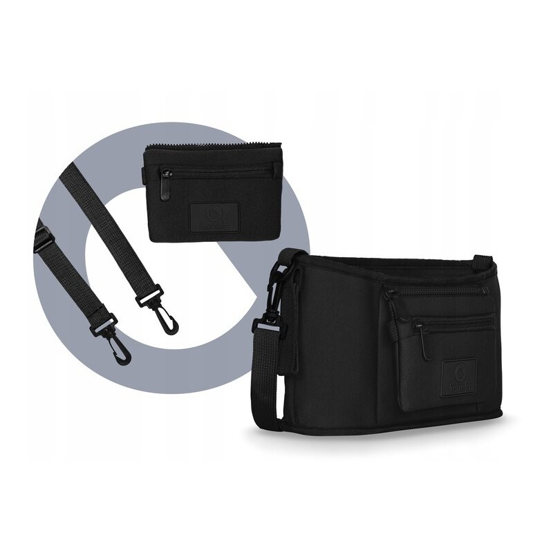 Lionelo - Geanta impermeabila pentru mamici si carucior, Little Cube, Cu 4 compartimente, Curea detasabila, Buzunar exterior detasabil, Negru