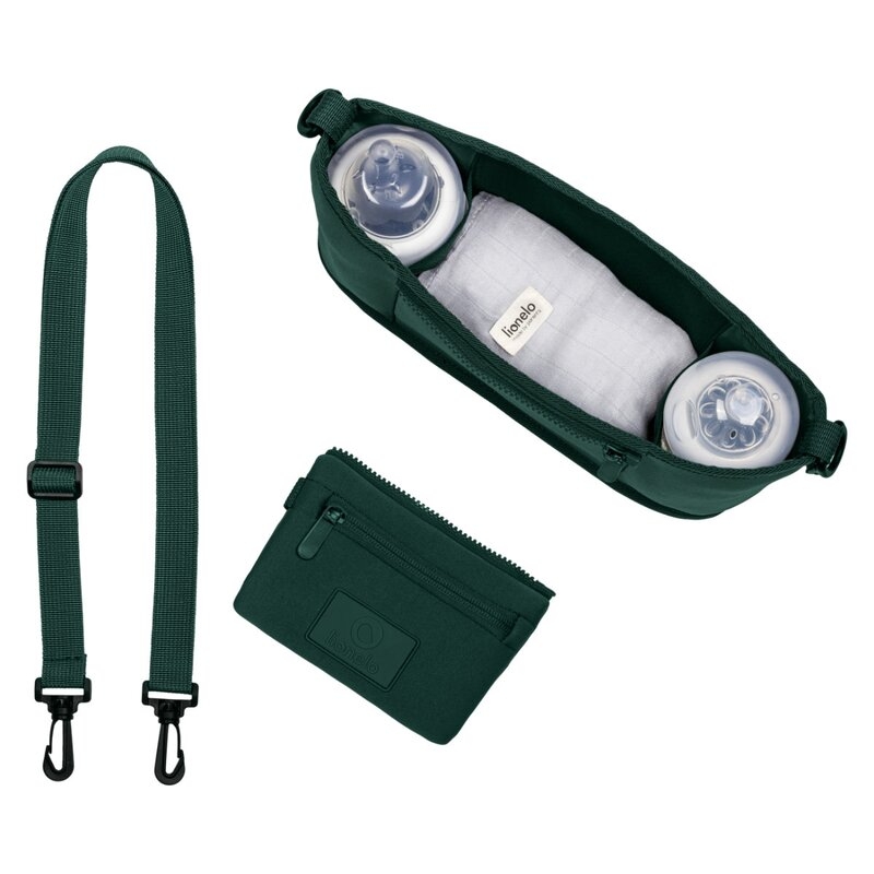 Lionelo - Geanta impermeabila pentru mamici si carucior, Little Cube, Cu 4 compartimente, Curea detasabila, Buzunar exterior detasabil, Verde