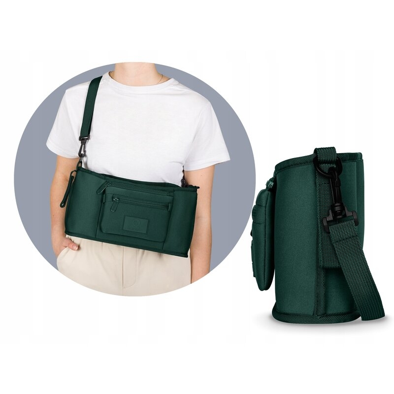 Lionelo - Geanta impermeabila pentru mamici si carucior, Little Cube, Cu 4 compartimente, Curea detasabila, Buzunar exterior detasabil, Verde