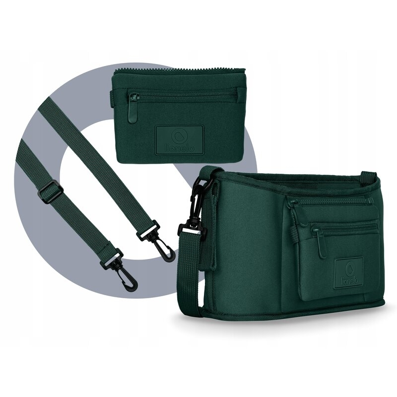 Lionelo - Geanta impermeabila pentru mamici si carucior, Little Cube, Cu 4 compartimente, Curea detasabila, Buzunar exterior detasabil, Verde