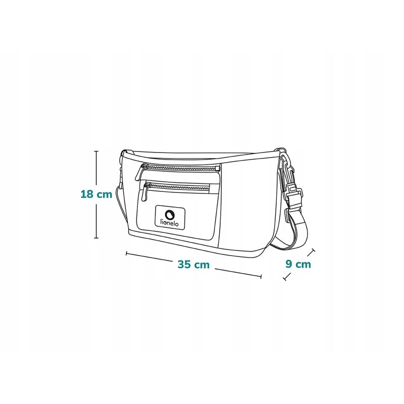 Lionelo - Geanta impermeabila pentru mamici si carucior, Little Cube, Cu 4 compartimente, Curea detasabila, Buzunar exterior detasabil, Gri