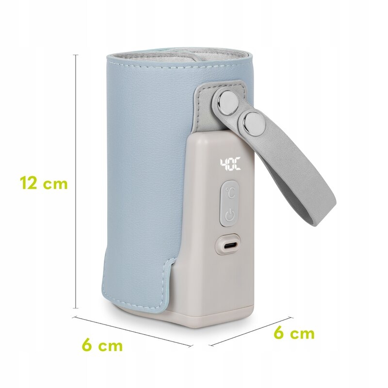 Lionelo - Incalzitor biberoane ThermUp Go Plus, Portabil, Cu aspect elegant, Temperatura constanta pana la 24 h, Incarcare USB, Albastru deschis