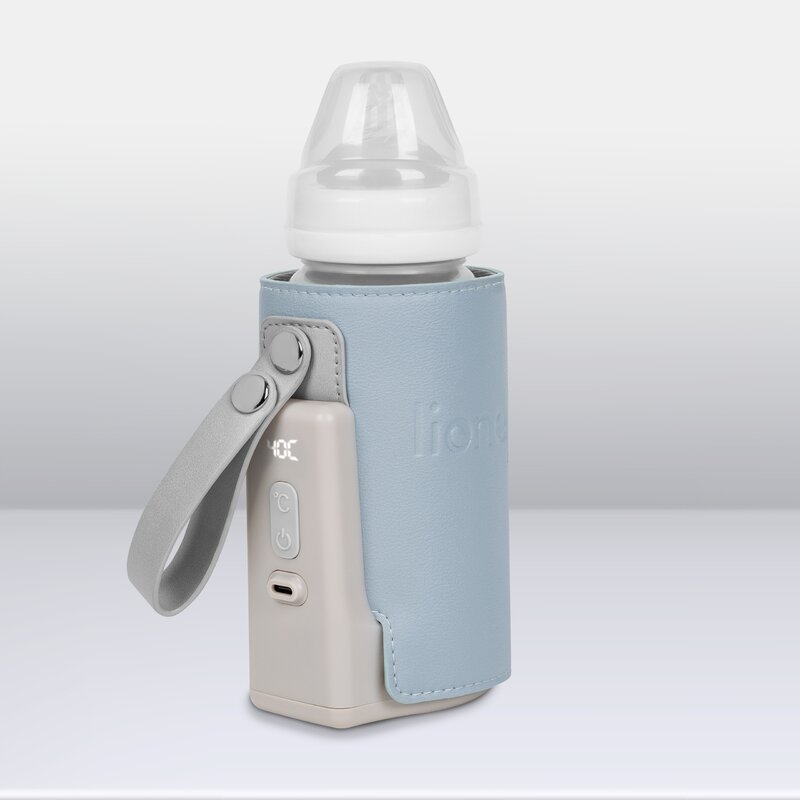 Lionelo - Incalzitor biberoane ThermUp Go Plus, Portabil, Cu aspect elegant, Temperatura constanta pana la 24 h, Incarcare USB, Albastru deschis