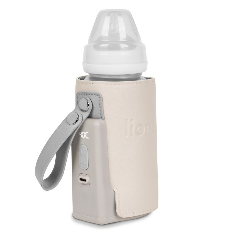 Lionelo - Incalzitor biberoane ThermUp Go Plus, Portabil, Cu aspect elegant, Temperatura constanta pana la 24 h, Incarcare USB, Bej