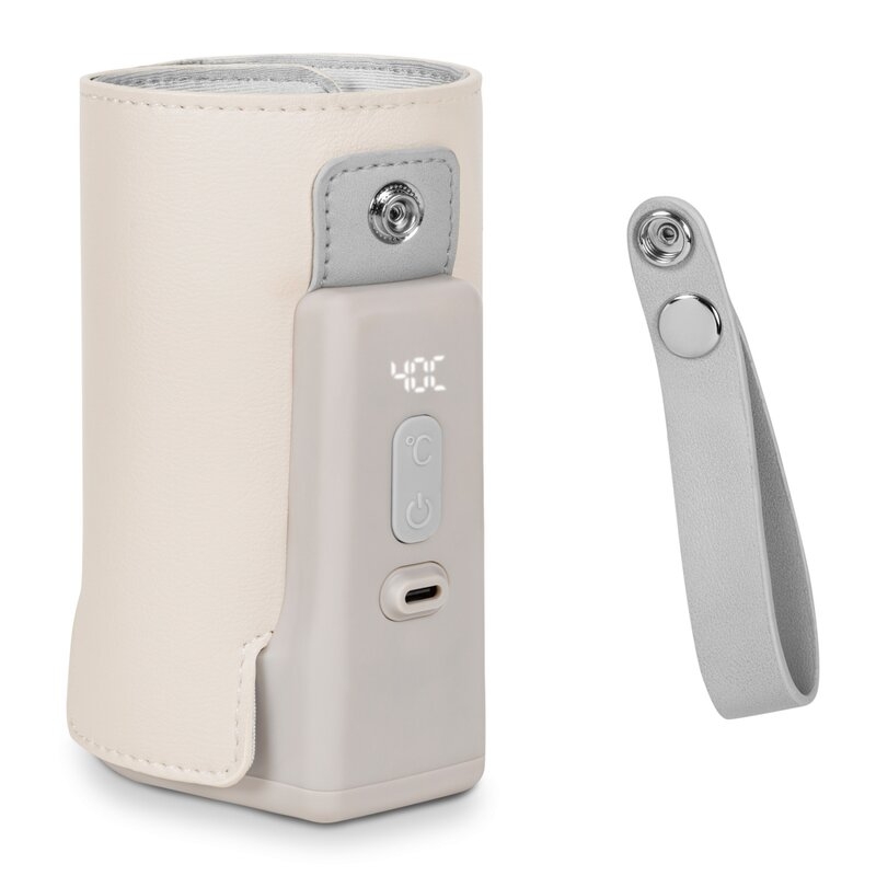 Lionelo - Incalzitor biberoane ThermUp Go Plus, Portabil, Cu aspect elegant, Temperatura constanta pana la 24 h, Incarcare USB, Bej