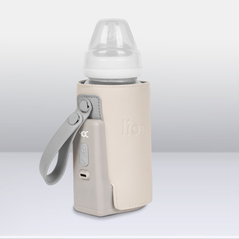 Lionelo - Incalzitor biberoane ThermUp Go Plus, Portabil, Cu aspect elegant, Temperatura constanta pana la 24 h, Incarcare USB, Bej