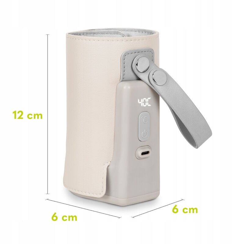 Lionelo - Incalzitor biberoane ThermUp Go Plus, Portabil, Cu aspect elegant, Temperatura constanta pana la 24 h, Incarcare USB, Bej