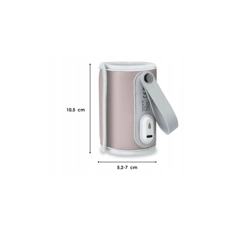 Lionelo - Incalzitor biberoane ThermUp Go, Portabil, Temperatura constanta pana la 24 h, Incarcare USB, Roz