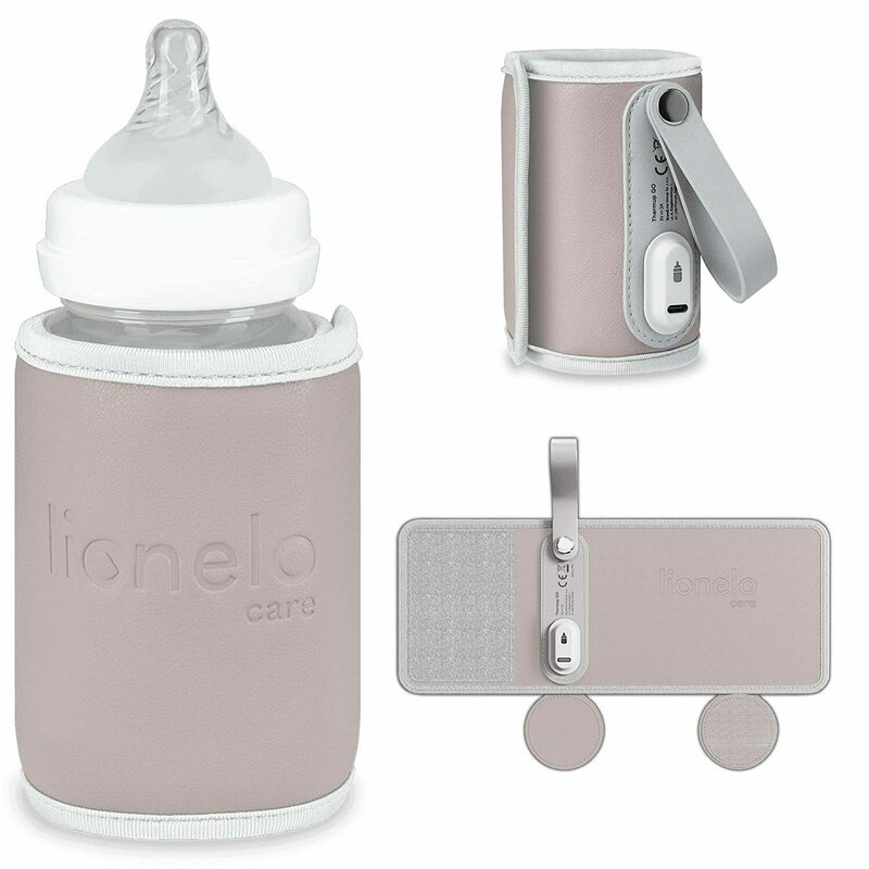 Lionelo - Incalzitor biberoane ThermUp Go, Portabil, Temperatura constanta pana la 24 h, Incarcare USB, Roz