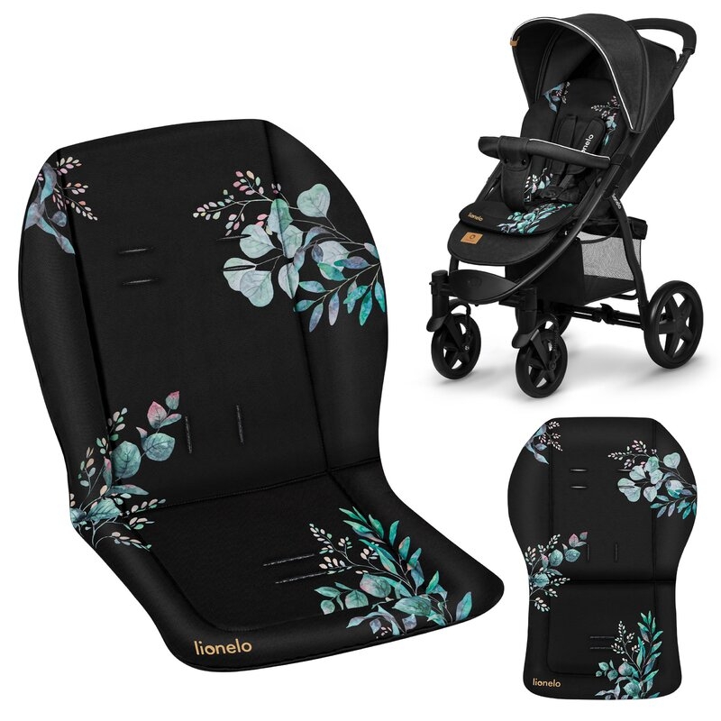 Lionelo - Insertie carucior, Editie limitata, Ajustabile pentru fiecare carucior, Cu orificii pentru centurile de siguranta, Cu imprimeu fata-verso, Din material hidrofob, 48x72x1 cm, Negru