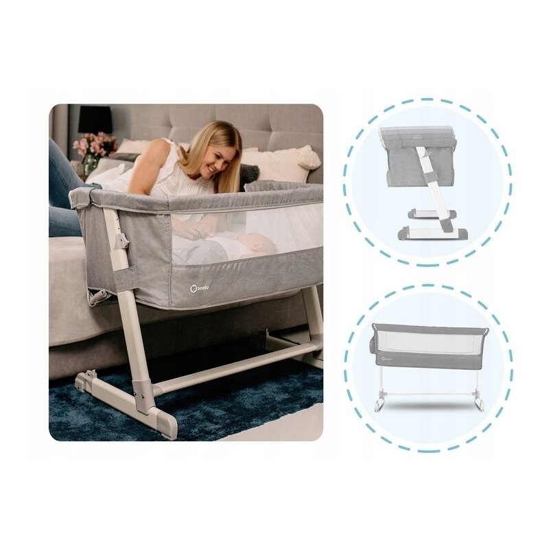 Lionelo - Patut co-sleeper Theo 2 in 1, 90x50 cm, Gri
