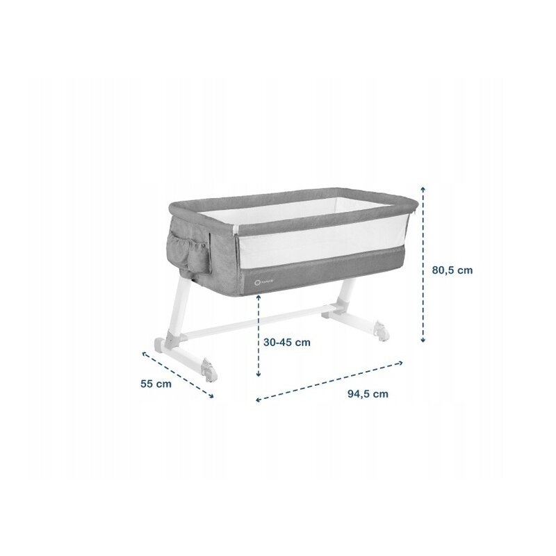 Lionelo - Patut co-sleeper Theo 2 in 1, 90x50 cm, Gri